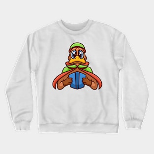 Reading Duck Cartoon Crewneck Sweatshirt